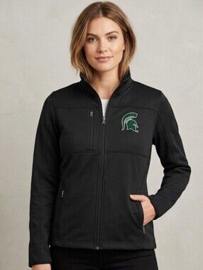 Michigan State Spartans Black Full Zip Softshell Jacket Women's Size Medium